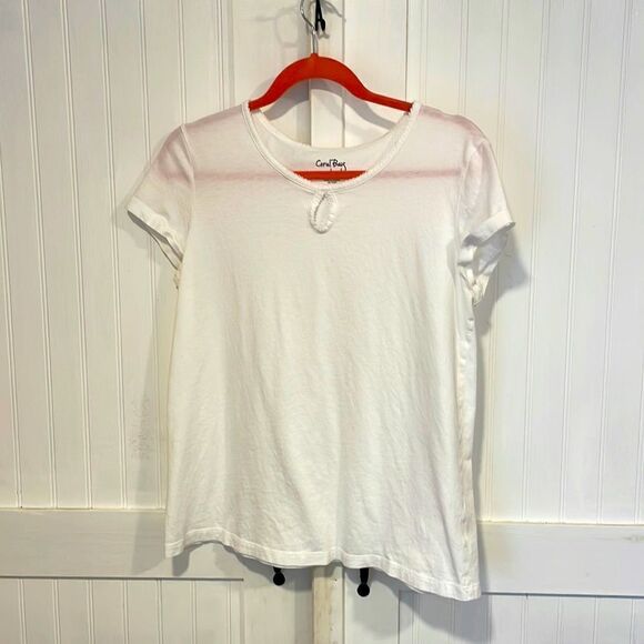 Coral Bay white, keyhole neckline, short sleeved top size L - Picture 1 of 4